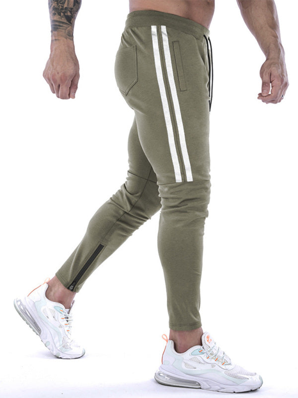 Men's Contrasting Stripe Zippered Sweatpants - Gunna Gear